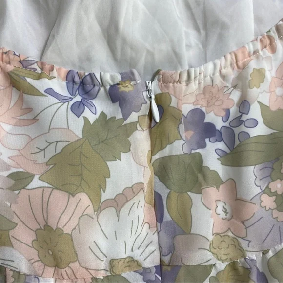 DOTTI Pastel Floral Print Bell Sleeve Backless Ruffle Trim Mini Dress Size AU 12 - Picture 7 of 10